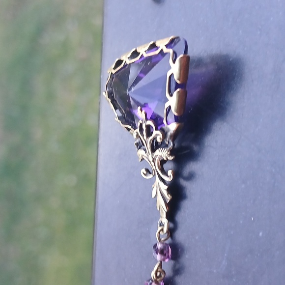 Antique Amethyst Earrings Solid 9K Gold W/Screwback 13 Grams - Picture 8 of 16